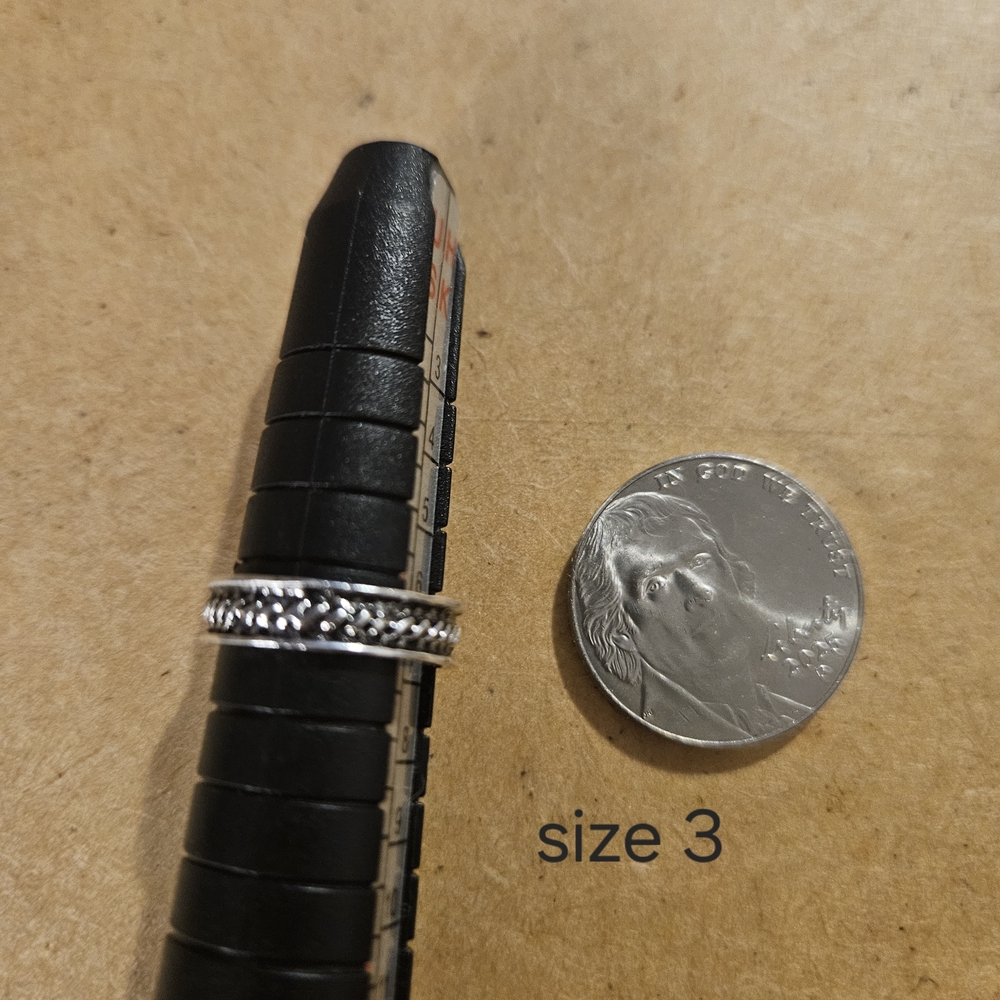 Silver Braided Band Ring - Size 3